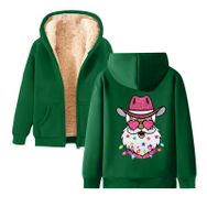 Generisch Noel Baskılı 2025 Kapüşonlu Uzun Kollu Zarif Gündelik D-Yeşil Kadın Sweatshirt