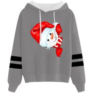 Generisch Noel Baskılı 2025 Kapüşonlu Uzun Kollu Zarif Gündelik Gri 1 Kadın Sweatshirt