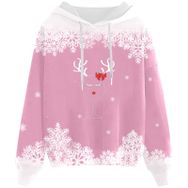 Generisch Noel Baskılı 2025 Kapüşonlu Zarif D-Pembe Kadın Sweatshirt
