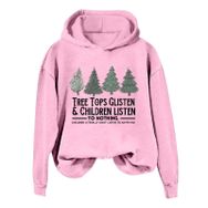 Generisch Noel Baskılı 2025 Kış Kapüşonlu Uzun Kollu Gündelik A-Pembe Kadın Sweatshirt