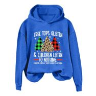 Generisch Noel Baskılı 2025 Kış Kapüşonlu Uzun Kollu Gündelik B-Mavi Kadın Sweatshirt