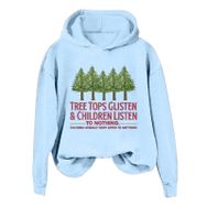 Generisch Noel Baskılı 2025 Kış Kapüşonlu Uzun Kollu Gündelik C-Açık Mavi Kadın Sweatshirt
