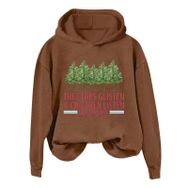 Generisch Noel Baskılı 2025 Kış Kapüşonlu Uzun Kollu Gündelik C-Kahverengi Kadın Sweatshirt