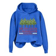 Generisch Noel Baskılı 2025 Kış Kapüşonlu Uzun Kollu Gündelik C-Mavi Kadın Sweatshirt