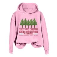 Generisch Noel Baskılı 2025 Kış Kapüşonlu Uzun Kollu Gündelik C-Pembe Kadın Sweatshirt
