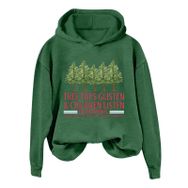 Generisch Noel Baskılı 2025 Kış Kapüşonlu Uzun Kollu Gündelik C-Yeşil Kadın Sweatshirt