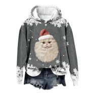 Generisch Noel Baskılı 2025 Modern Kapüşonlu Gündelik Gri-4 Kadın Sweatshirt
