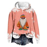 Generisch Noel Baskılı 2025 Modern Kapüşonlu Gündelik Karpuz Kırmızısı-2 Kadın Sweatshirt