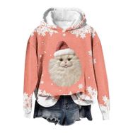 Generisch Noel Baskılı 2025 Modern Kapüşonlu Gündelik Karpuz Kırmızısı-4 Kadın Sweatshirt