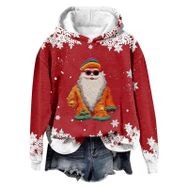 Generisch Noel Baskılı 2025 Modern Kapüşonlu Gündelik Kırmızı-2 Kadın Sweatshirt