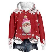 Generisch Noel Baskılı 2025 Modern Kapüşonlu Gündelik Kırmızı-3 Kadın Sweatshirt