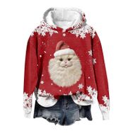 Generisch Noel Baskılı 2025 Modern Kapüşonlu Gündelik Kırmızı-4 Kadın Sweatshirt