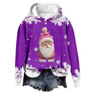 Generisch Noel Baskılı 2025 Modern Kapüşonlu Gündelik Koyu Lila-3 Kadın Sweatshirt