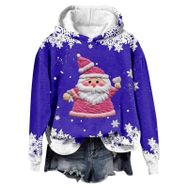 Generisch Noel Baskılı 2025 Modern Kapüşonlu Gündelik Mavi-1 Kadın Sweatshirt