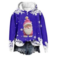 Generisch Noel Baskılı 2025 Modern Kapüşonlu Gündelik Mavi-3 Kadın Sweatshirt