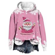 Generisch Noel Baskılı 2025 Modern Kapüşonlu Gündelik Pembe-1 Kadın Sweatshirt
