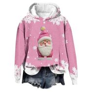 Generisch Noel Baskılı 2025 Modern Kapüşonlu Gündelik Pembe-3 Kadın Sweatshirt