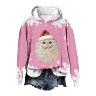 Generisch Noel Baskılı 2025 Modern Kapüşonlu Gündelik Pembe-4 Kadın Sweatshirt