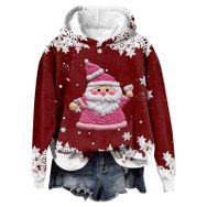 Generisch Noel Baskılı 2025 Modern Kapüşonlu Gündelik Şarap 1 Kadın Sweatshirt