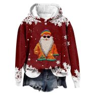 Generisch Noel Baskılı 2025 Modern Kapüşonlu Gündelik Şarap-2 Kadın Sweatshirt