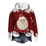 Generisch Noel Baskılı 2025 Modern Kapüşonlu Gündelik Şarap-4 Kadın Sweatshirt