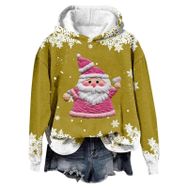 Generisch Noel Baskılı 2025 Modern Kapüşonlu Gündelik Sarı-1 Kadın Sweatshirt