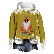 Generisch Noel Baskılı 2025 Modern Kapüşonlu Gündelik Sarı-2 Kadın Sweatshirt