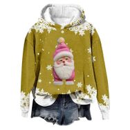 Generisch Noel Baskılı 2025 Modern Kapüşonlu Gündelik Sarı-3 Kadın Sweatshirt
