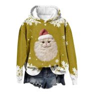 Generisch Noel Baskılı 2025 Modern Kapüşonlu Gündelik Sarı-4 Kadın Sweatshirt