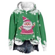 Generisch Noel Baskılı 2025 Modern Kapüşonlu Gündelik Yeşil-1 Kadın Sweatshirt