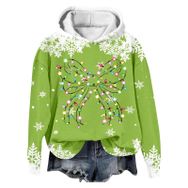 Generisch Noel Baskılı 2025 Modern Kapüşonlu Kışlık Zarif Gündelik 2 Yeşil Kadın Sweatshirt