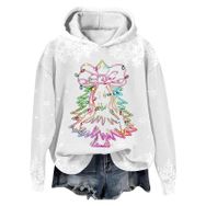 Generisch Noel Baskılı 2025 Modern Kapüşonlu Kışlık Zarif Gündelik 3 Açık Gri Kadın Sweatshirt