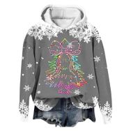 Generisch Noel Baskılı 2025 Modern Kapüşonlu Kışlık Zarif Gündelik 3 Koyu Gri Kadın Sweatshirt