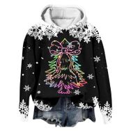 Generisch Noel Baskılı 2025 Modern Kapüşonlu Kışlık Zarif Gündelik 3 Siyah Kadın Sweatshirt
