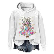 Generisch Noel Baskılı 2025 Modern Kapüşonlu Kışlık Zarif Gündelik 4 Açık Gri Kadın Sweatshirt