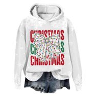 Generisch Noel Baskılı 2025 Modern Kapüşonlu Kışlık Zarif Gündelik 5-Açık Gri Kadın Sweatshirt