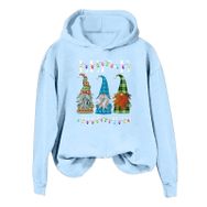 Generisch Noel Baskılı 2025 Modern Kapüşonlu Kışlık Zarif Gündelik Gök Mavisi-B Kadın Sweatshirt