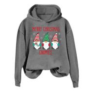 Generisch Noel Baskılı 2025 Modern Kapüşonlu Kışlık Zarif Gündelik Gri-A Kadın Sweatshirt