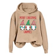 Generisch Noel Baskılı 2025 Modern Kapüşonlu Kışlık Zarif Gündelik Haki-A Kadın Sweatshirt