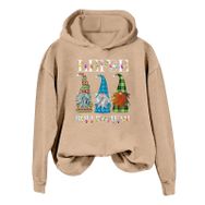 Generisch Noel Baskılı 2025 Modern Kapüşonlu Kışlık Zarif Gündelik Haki-B Kadın Sweatshirt
