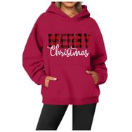 Generisch Noel Baskılı 2025 Modern Kapüşonlu Kışlık Zarif Gündelik Kırmızı-1 Kadın Sweatshirt
