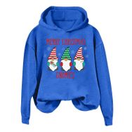 Generisch Noel Baskılı 2025 Modern Kapüşonlu Kışlık Zarif Gündelik Mavi-A Kadın Sweatshirt