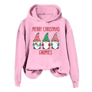 Generisch Noel Baskılı 2025 Modern Kapüşonlu Kışlık Zarif Gündelik Pembe-A Kadın Sweatshirt