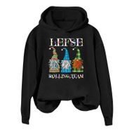 Generisch Noel Baskılı 2025 Modern Kapüşonlu Kışlık Zarif Gündelik Siyah Schwarz B Kadın Sweatshirt