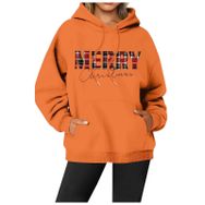 Generisch Noel Baskılı 2025 Modern Kapüşonlu Kışlık Zarif Gündelik Turuncu-2 Kadın Sweatshirt