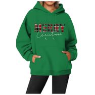 Generisch Noel Baskılı 2025 Modern Kapüşonlu Kışlık Zarif Gündelik Yeşil-2 Kadın Sweatshirt