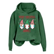 Generisch Noel Baskılı 2025 Modern Kapüşonlu Kışlık Zarif Gündelik Yeşil-A Kadın Sweatshirt