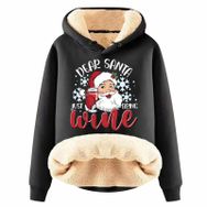 Generisch Noel Baskılı 2025 Modern Kapüşonlu Uzun Kollu A-Siyah Kadın Sweatshirt
