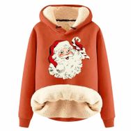 Generisch Noel Baskılı 2025 Modern Kapüşonlu Uzun Kollu C-Turuncu Kadın Sweatshirt