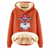 Generisch Noel Baskılı 2025 Modern Kapüşonlu Uzun Kollu D-Turuncu Kadın Sweatshirt
